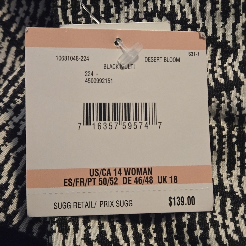 Kasper Black White Gray Diamond Print Bell Sleeve Open Front Cardigan Women 14 - Picture 10 of 16